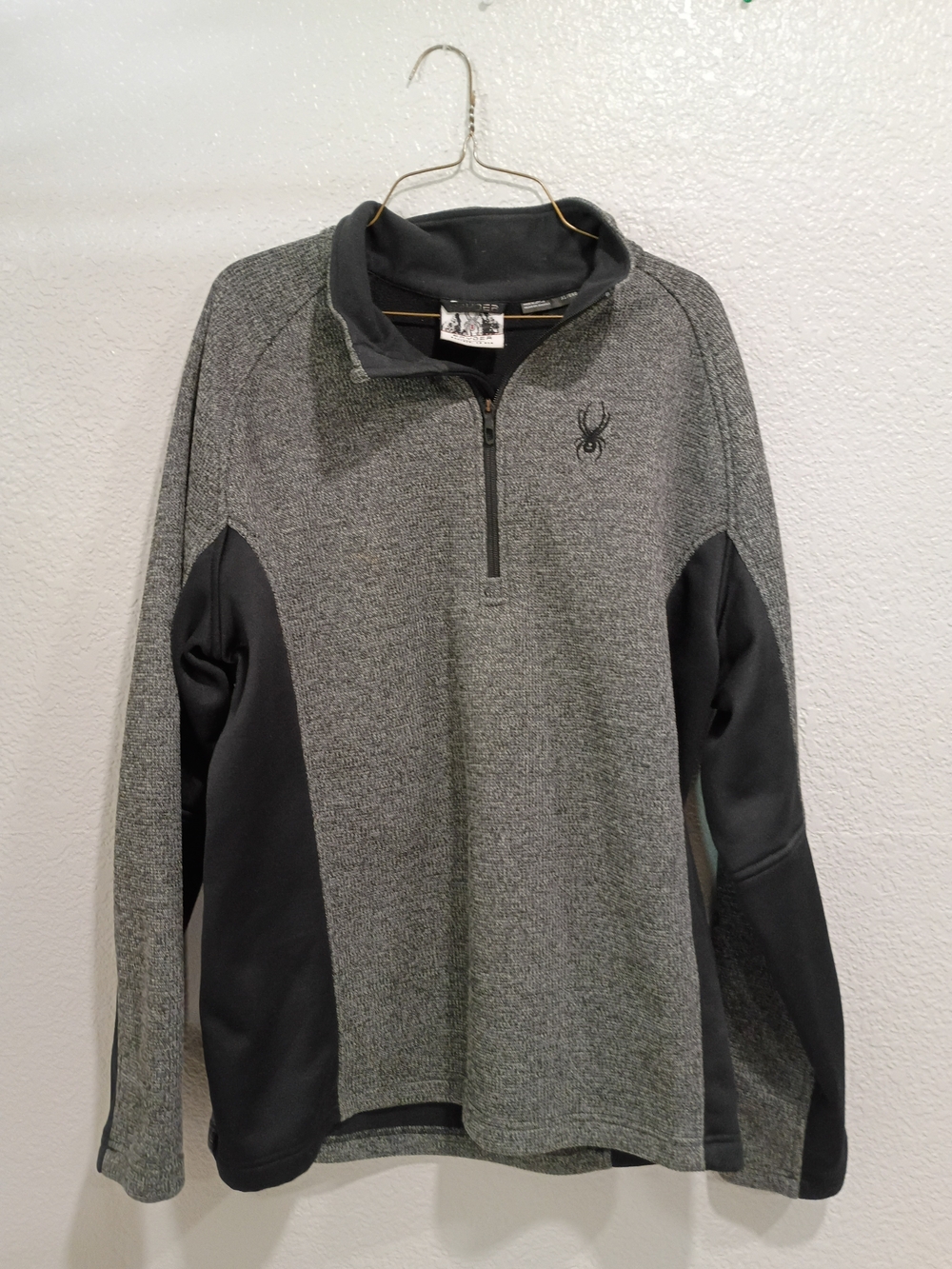 Spyder Grey Half-Zip Pullover - Men's Heathered Grey/Black